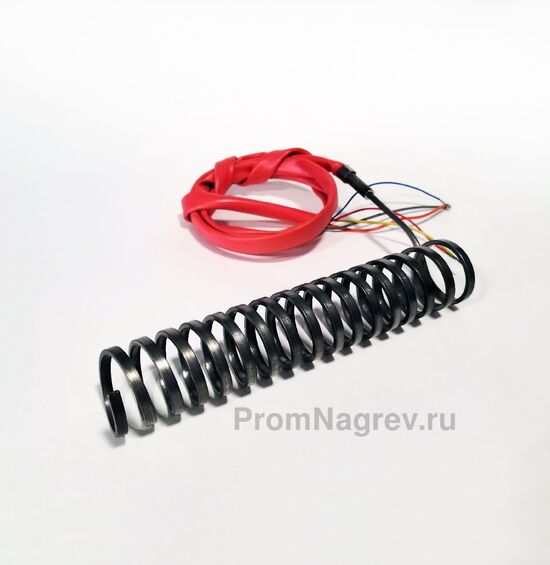 Витковый нагреватель сечение 2,2x4,2 мм; 1200Вт/230 В; навит на диаметр 28 мм и длину 190 мм; со встроенной термопарой тип J